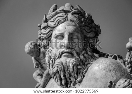 Ancient bust of Nile river god Royalty-Free Stock Photo #1022975569