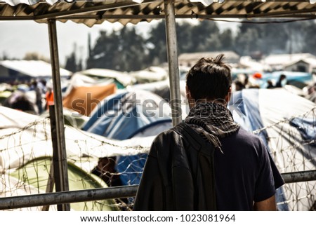 Refugee crisis in Greece Royalty-Free Stock Photo #1023081964