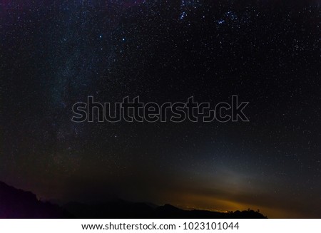 Milky way with City light Interference