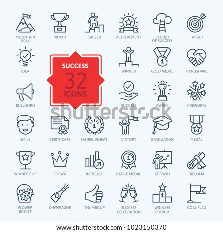 Sussess, awards, achievment elements - minimal thin line web icon set. Outline icons collection. Simple vector illustration. Royalty-Free Stock Photo #1023150370