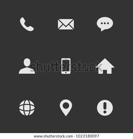popular contact web icons for business card stock vector set white on grey background Royalty-Free Stock Photo #1023180097