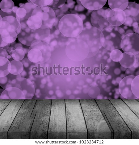 Empty top wooden table with bokeh background : for product mock up or display montage - concept celebration, 2018 trend colors