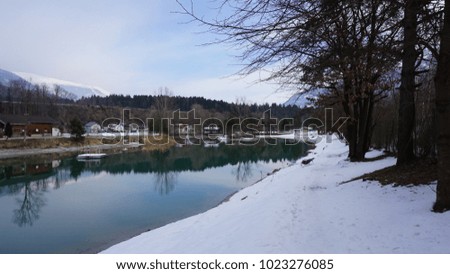 Terfens Tyrol Austria near Schwaz and Innsbruck - swimming and fishing lake Weisslahn in Winter