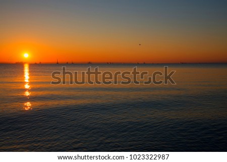 Sunset on Black Sea. Cape Panagia of the Taman Peninsula