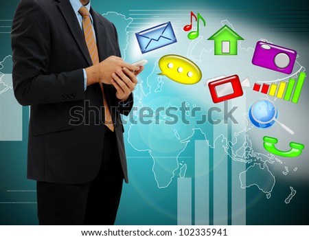young businessman touch mobile phone