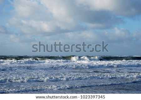 North Sea beach in winter, on the island Texel. Holland Europe.