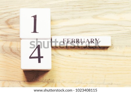 Wooden calendar show of 14th February