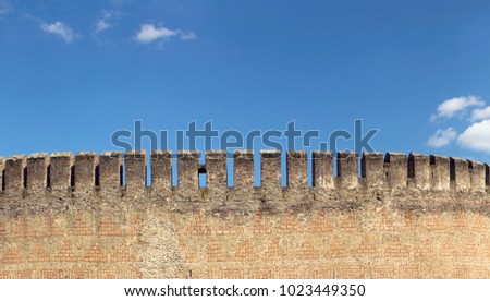 Fortress wall. Panorama Khotyn Fortress - Fortress X-XVIII centuries, located in the city of Hotin, Ukraine. One of the Seven Wonders of Ukraine.