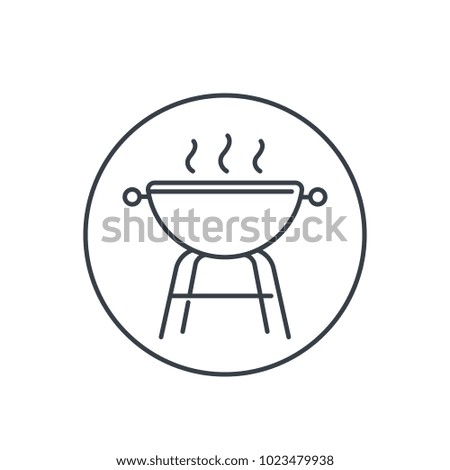barbecue grill icon, linear on white