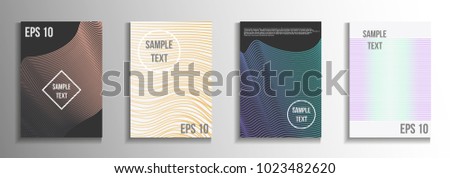 Modern design template.  A set of rectangular patterns from iridescent lines.
 Creative background colors.  Suitable for decorating business brochures, banners, posters.