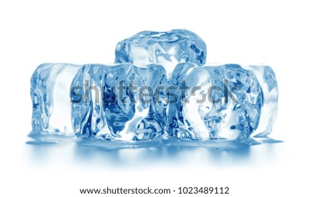 heap of blue ice isolated on white background