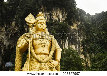 Giant Statue of Hindu God Lord Murugan at Batu Caves Entrance in Kuala Lumpur, Malaysia