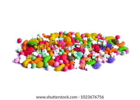 Various Colorful chocolate candy on white background