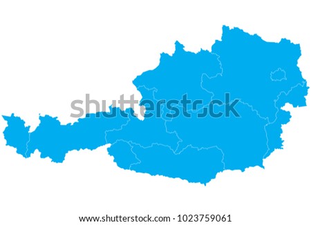 High detailed blue vector map – Departments of Austria map