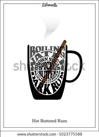 Cocktail glass, Silhouette, Hot Buttered Rum, Clip art, typography, 1accent color