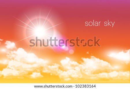 Vector Lens Flare with Clouds Background