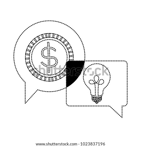 speech bubbles with coin and bulb