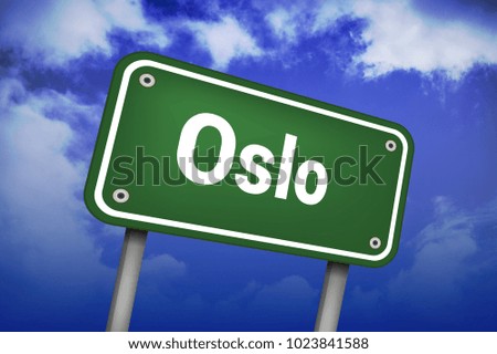 A road sign with Oslo words on sky background 
