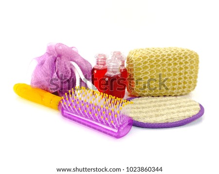 cleansing shower accessories with Shampoo soap and shower cream bathroom products
