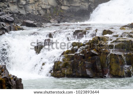 Nature of Gullfoss, a waterfall in the canyon of Olfusa river in southwest Iceland