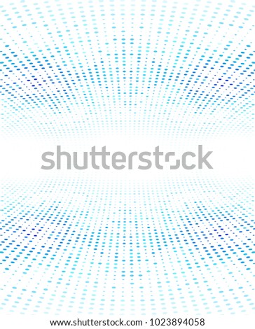 Blue dotted lines, abstract halftone and perspective background.