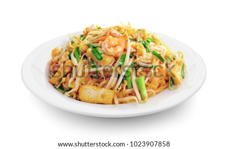 Thai style noodles , Pad thai  Royalty-Free Stock Photo #1023907858