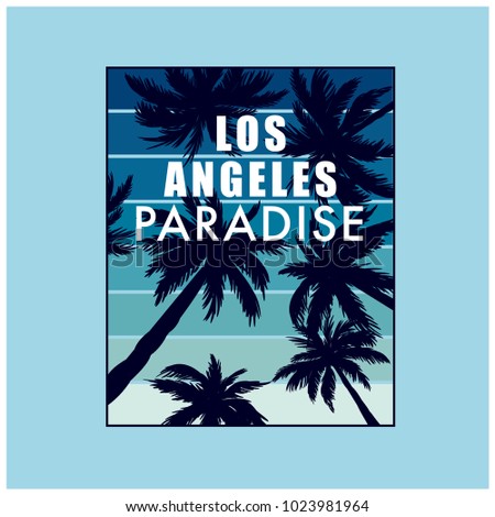 Los Angeles Paradise t-shirt print. Palm vector and typography.