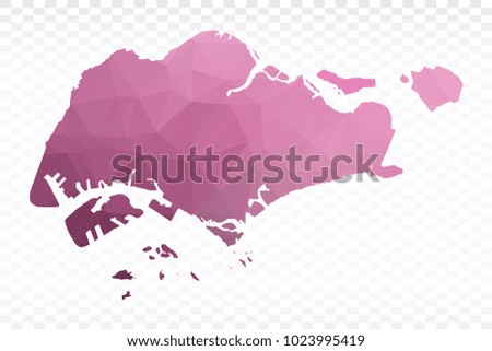 Pink map polygonal-Singapore map. Multicolored country map in geometric triangle style for your infographics and earth template for website. Vector illustration eps 10.