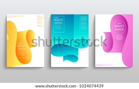 Set of cards with blend liqud colors. Futuristic abstract design. Usable for banners, covers, layout and posters. Vector. Royalty-Free Stock Photo #1024074439