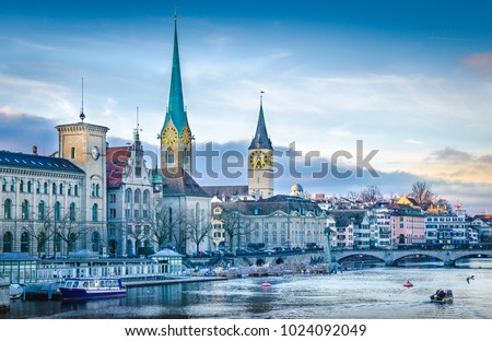 Zurich Lake and town Royalty-Free Stock Photo #1024092049