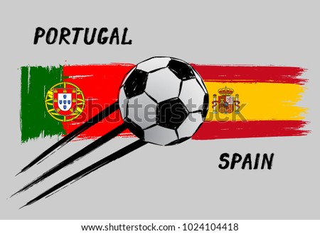 Flags of Portugal and Spain - Icon for football championship - Grunge