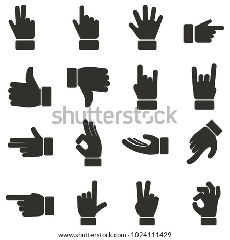 Vector set of different finger signs.Social media thumbs up, finger points, like, ok, like and dislike icons 