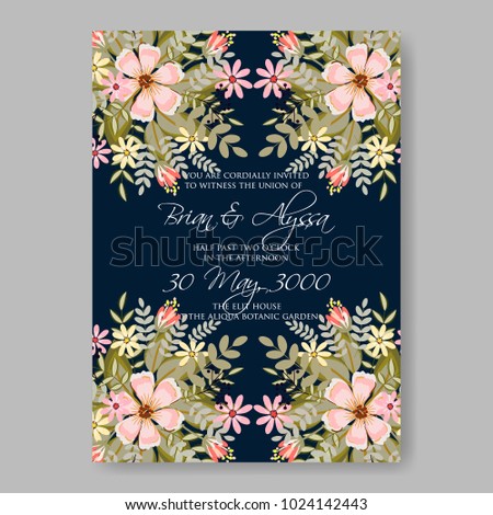 Spring floral anemone vector collection clip art for wedding invitation baby shower, bridal invitation template