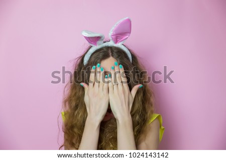 bunny girl covered her face with her hands