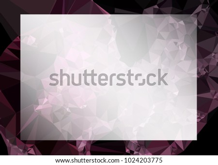 Mosaic triangular horizontal  background with blurred white blank space for text. Vector clip art.