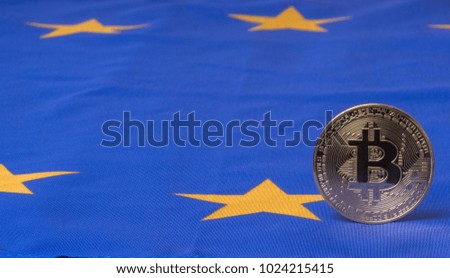 Conceptual image of bitcoin against European Union flag