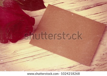 red rose and and envelope for valentines day womens day greeting card