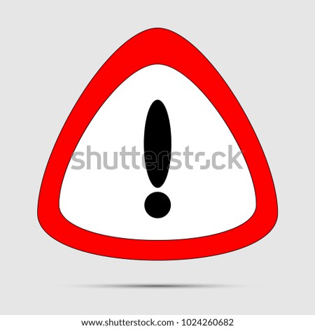 Exclamation mark symbol,red Warning Dangerous icon on white background, 