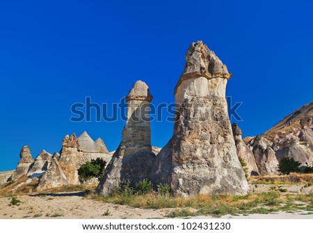 Fairy chimneys (rock formations) at Cappadocia Turkey - nature background