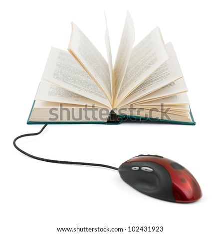 Computer mouse and book - e-learning concept