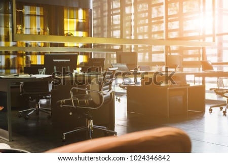 Office desk, image of modern office interior background. An idea of modern workspace and coworking space, modern lifestyle