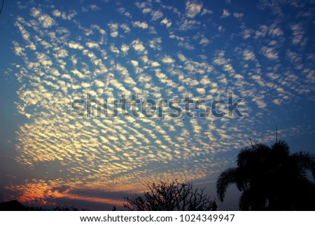 Earthquake cloud or Wave-shaped cloud in the sunset time in Chiangmai ,Thailand
