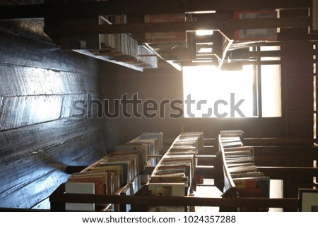 Soft focus library with the sun in the morning.