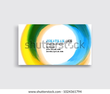 Watercolor Business Card Template. Vector color illustration.