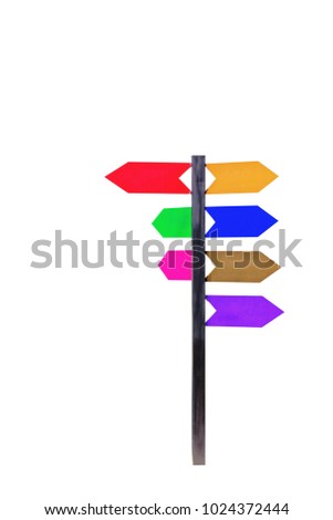 Sign on pole with a white background.