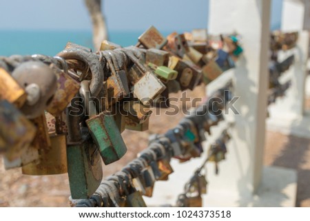 key a lot Hanging on the bridge the lock represent forever love