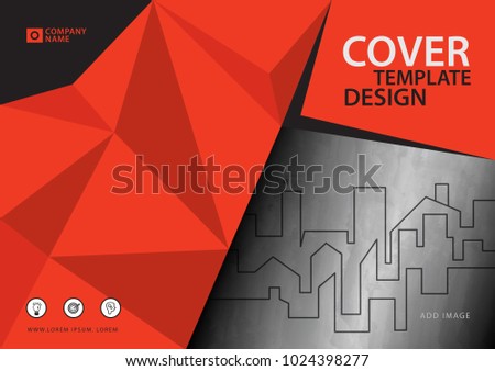 Orange cover template for business industry, Real Estate, building, home,Machinery, other. polygonal background, Horizontal layout, Business brochure flyer, annual report, book, advertisement, banner