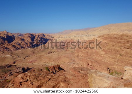 Panoramic view of Petra from the High Place of Sacrifice, Jordan