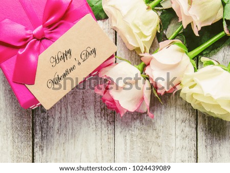 gift and flowers. selective focus.