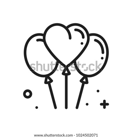 Balloon, air balloon line heart icon. Love sign and symbol. Love relationship wedding holiday romantic party celebration birthday theme.